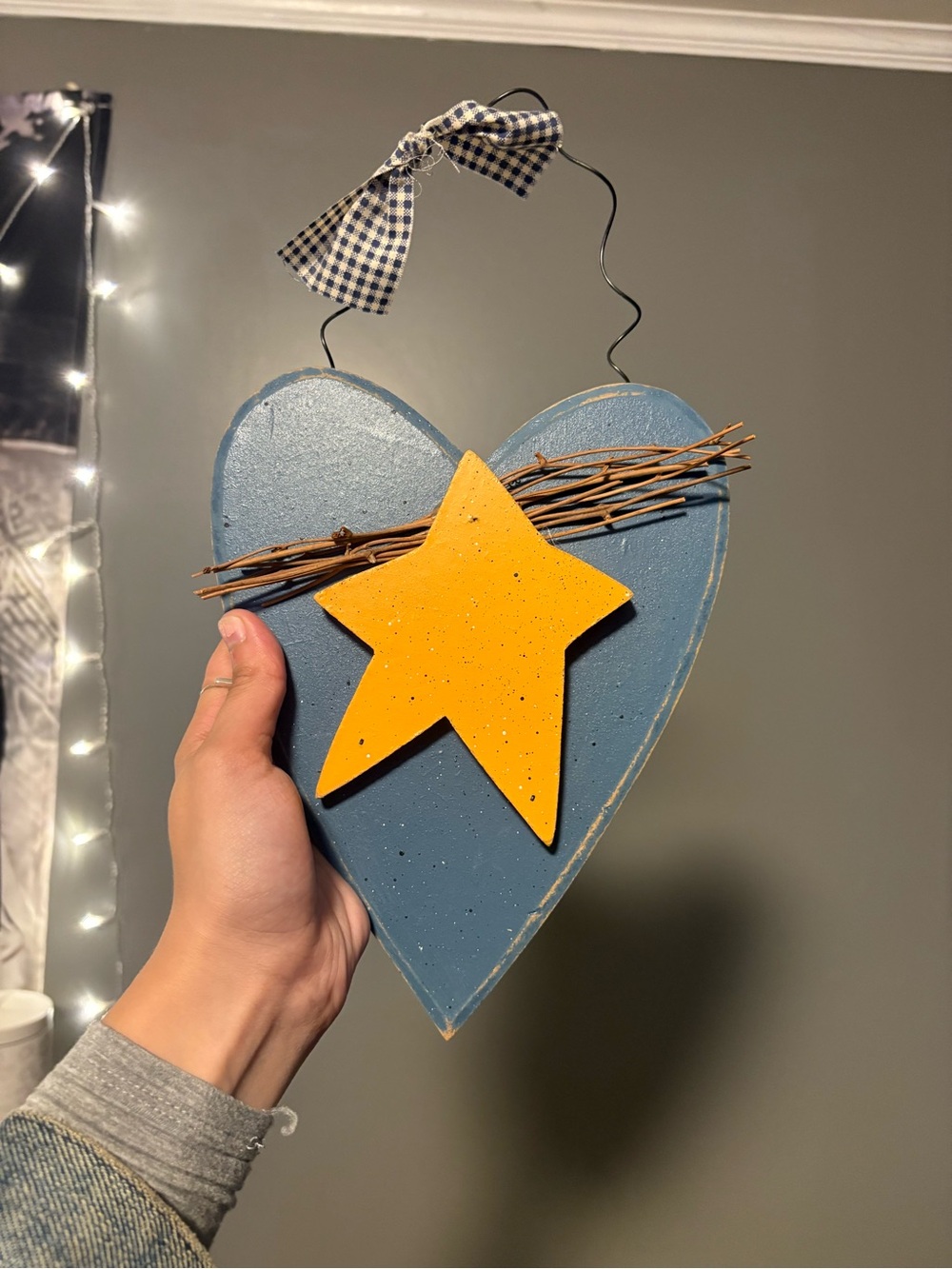Vintage 2002 Joann Homespun Collection Wooden Country Heart Star Wall Plaque